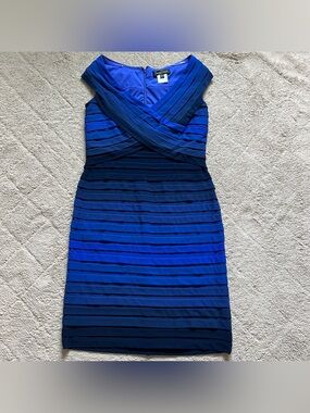 Tadashi Shoji Cocktail Dress Tiered Pleated Elegant Wedding Luxury Pintuck Sz L